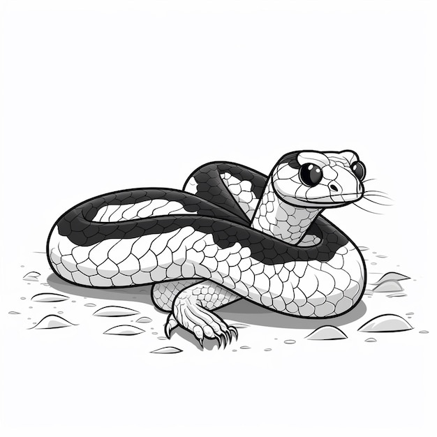 Blacktailed Rattlesnake Kinder zeichnen handgezeichnetes süßes Malbuch Kawaii Linienkunst