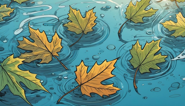 Blätter im Wasser saisonale Illustration