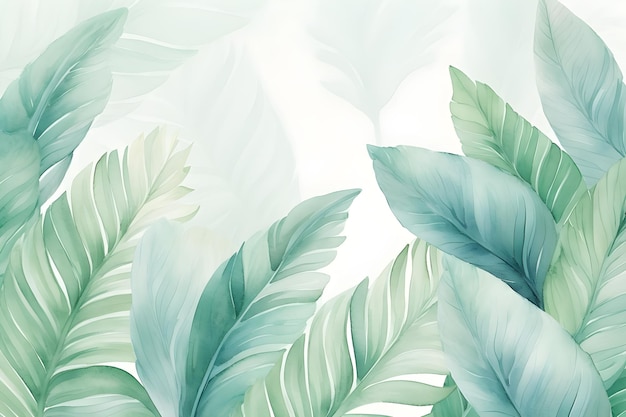 Blätter in Aquarellfarbe auf weißem Hintergrund für Stoffmusterdruckhintergrund und Tapete