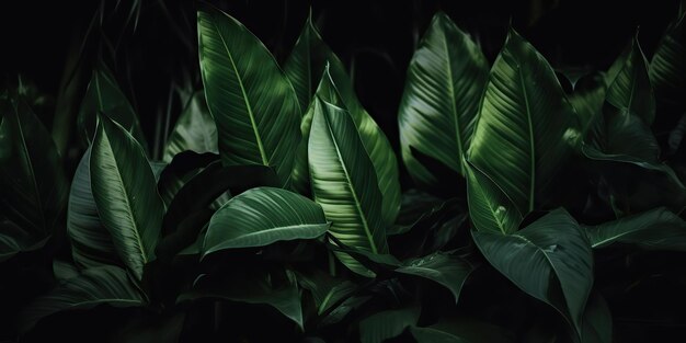 Foto blätter von spathiphyllum cannifolium abstrakt grün dunkel textur natur hintergrund