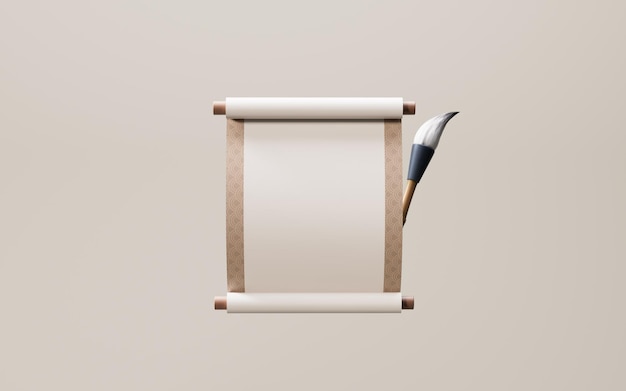 En blanco chino antiguo carrete pancarta renderización en 3D