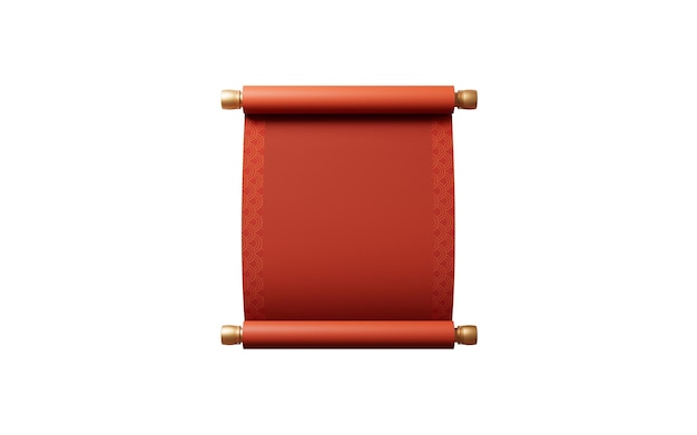 En blanco chino antiguo carrete rojo pancarta renderización 3D