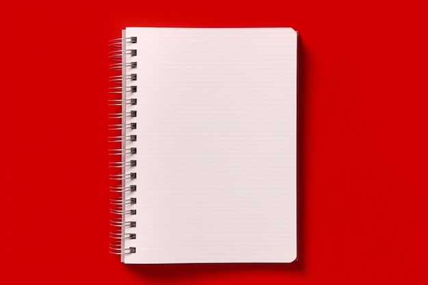 blanco hoja en blanco del cuaderno fondo rojo