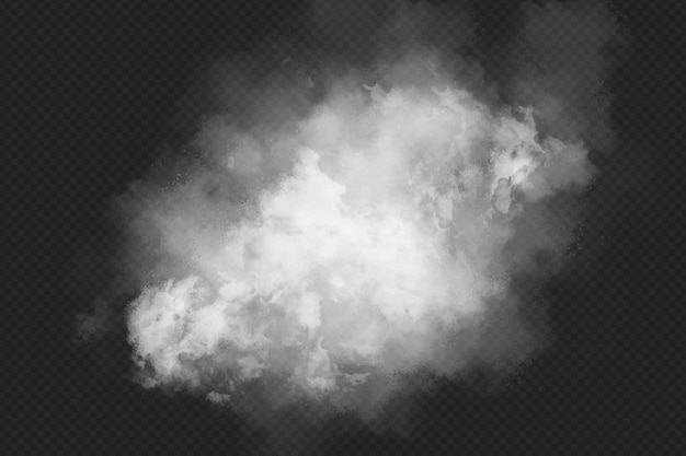 Blanco y negro levantando humo aislado sobre fondo transparente