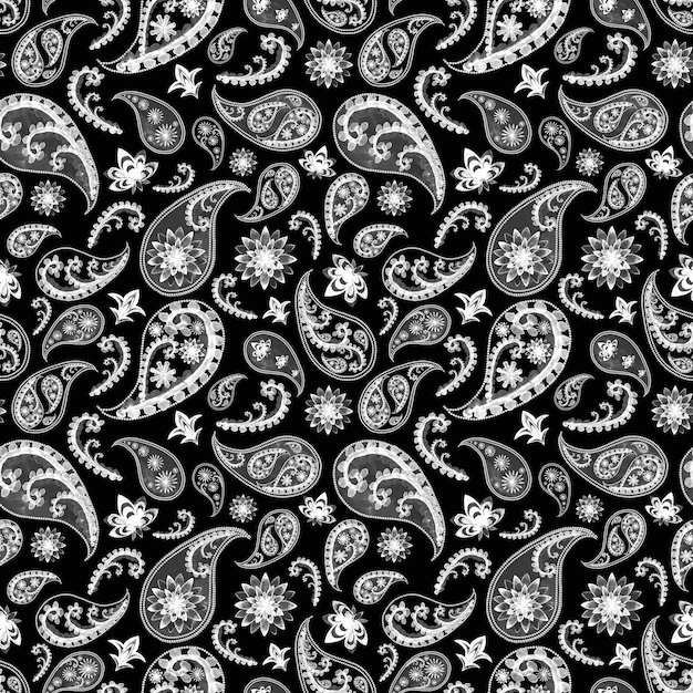 Foto blanco y negro paisley oriental floral abstracto vintage textura fluida