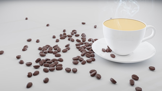 Blanco taza de café en el fondo blanco
