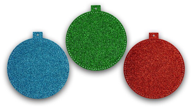 Foto blancos multicolores para juguetes de árbol de navidad trazado de recorte aislado