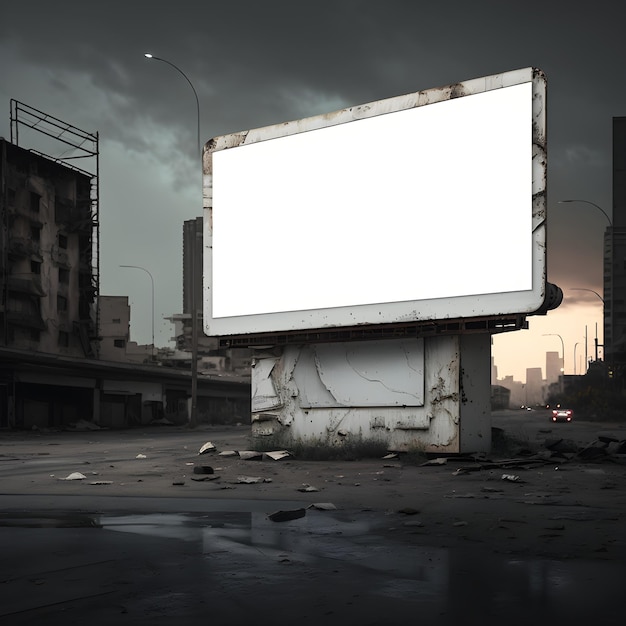 Blank Billboard Mockup für Werbung in der postapokalyptischen Stadt