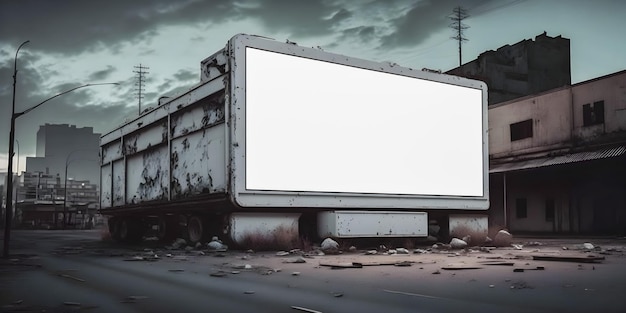 Blank Billboard Mockup für Werbung in der postapokalyptischen Stadt