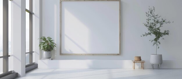 Blank-Frame-Mockup an der Wand in einem Raum angezeigt