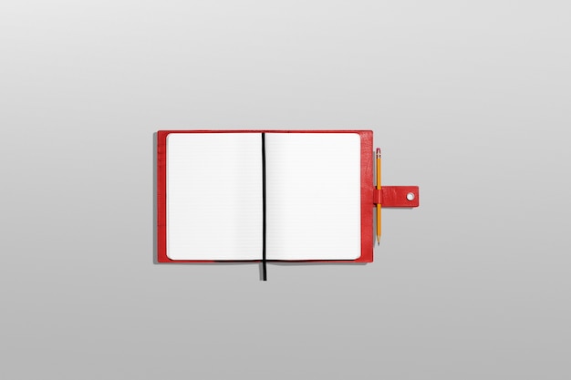 Blank Red Book Diary Mockup Página Blanca