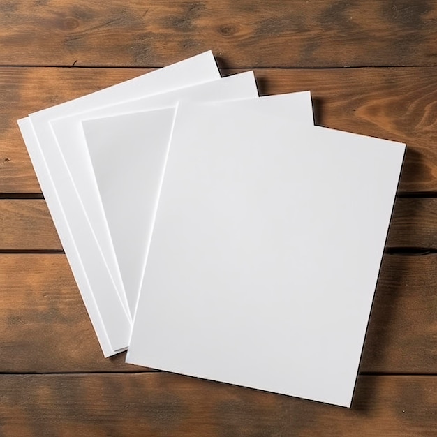 Blank White Paper Sheet auf Holz-Tisch-Hintergrund Generative KI