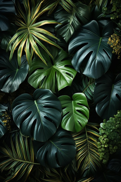Blatt-Hintergrund Pflanze Monstera Natur tropische grüne Palm Textur Blätter isoliert