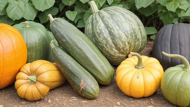 Blatt mehrerer Cucurbita-Arten