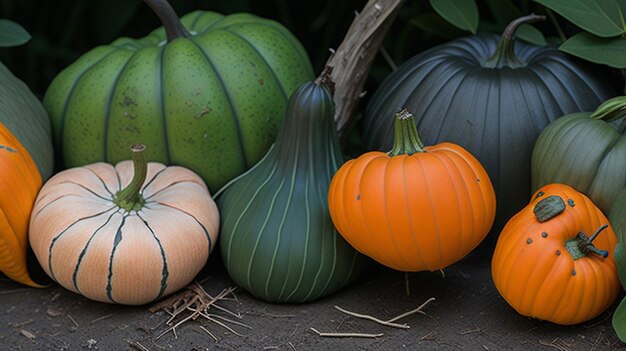 Blatt mehrerer Cucurbita-Arten