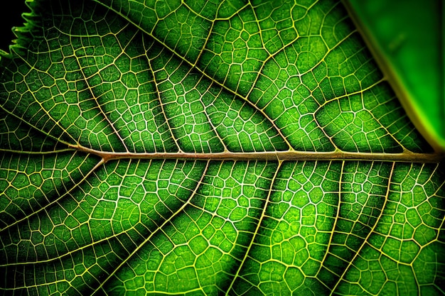 Blattmakrobeschaffenheit grüner Naturhintergrund AI generativ