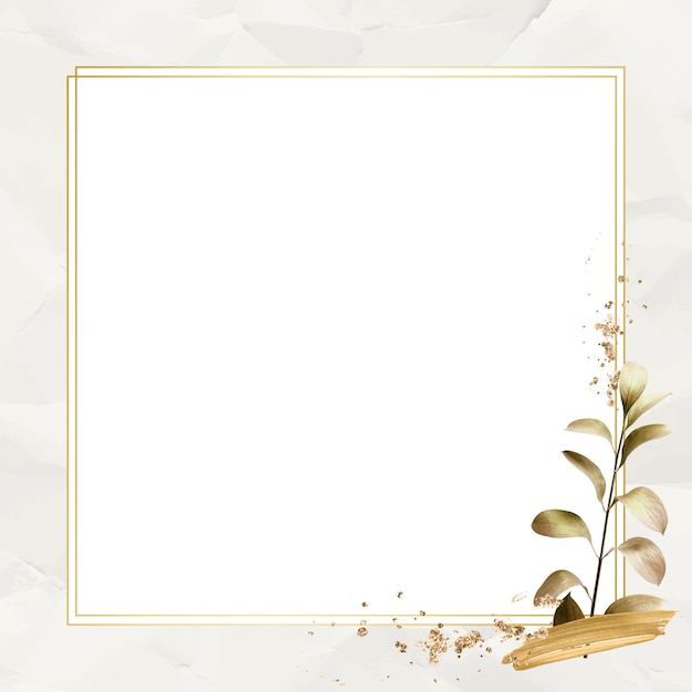 Blattrahmen png mit goldenem Blatt im minimalistischen Stil