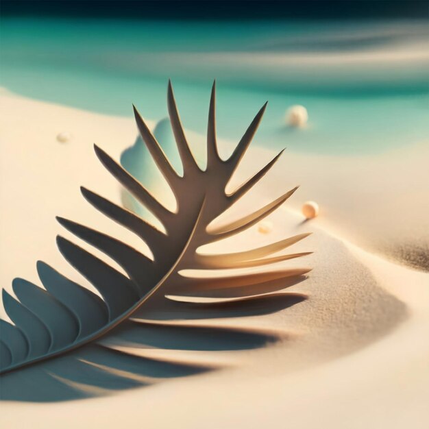 Blattschatten auf einem abstrakten weißen Sandstrand