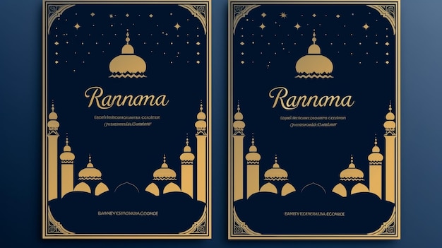 Blau-Gold-Islam-Stil Ramadan Kareem Grußkarte Hintergrund-Banner und Social-Media-Geschichte Temp