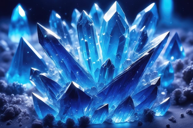 Foto blau leuchtende kristalle abstrakter hintergrund