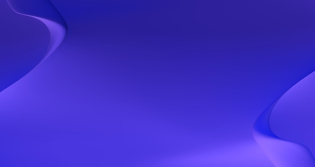 Blau mit violettem Farbverlauf abstrakter Hintergrund Geschwungene violette Wellen in 3D-Darstellung von minimalistischem Raum