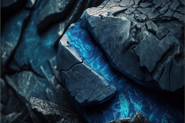 Blau schattierter Granitstein-Nahaufnahmehintergrund mit rauer Schmutzoberflächenbeschaffenheit mit Sprüngen