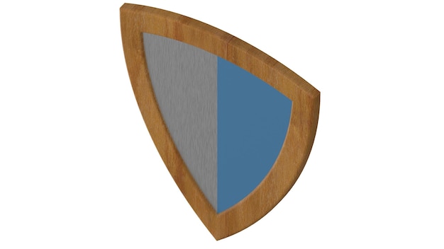 Blau und Streifen weißer Holzschild mittelalterliche 3D-Illustration rendern