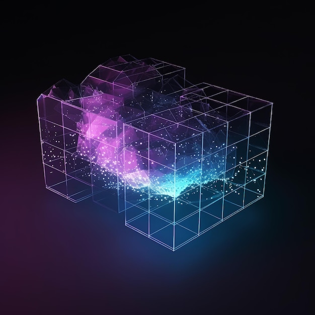Blau-violettes Rechteck-Technologie-Hintergrundmaterial, generiert von KI