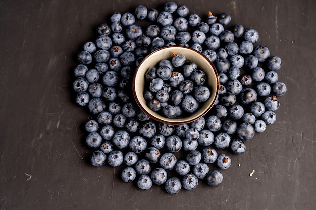 Blaubeer-Antioxidans-Bio-Superfood im Keramikschalenkonzept für gesunde Ernährung und Diäternährung