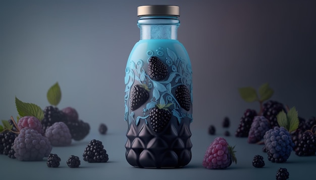 Blaubeer-Blackberry-Smoothie in einem Glasbehälter von vorne gesehen