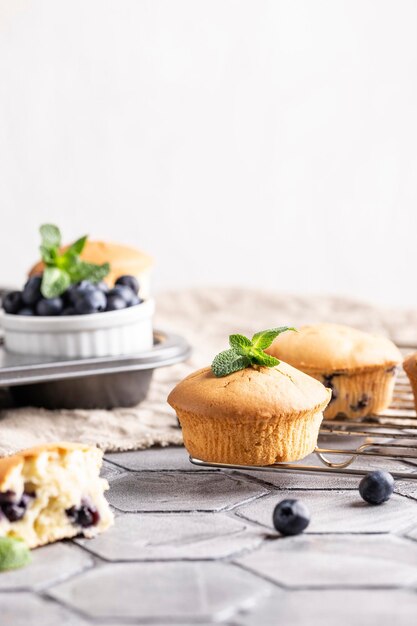 Blaubeer-Cupcakes auf einem Tisch