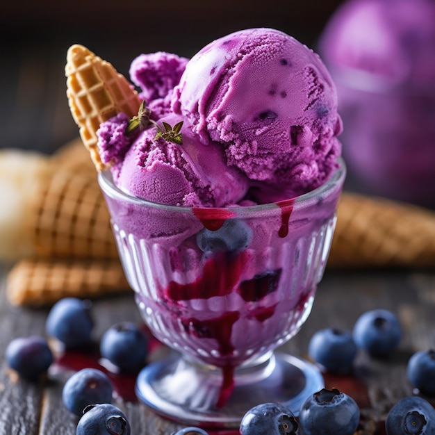 Blaubeer-Käsekuchen-Eiscreme Cremiges und fruchtiges Blaubeer-Käsekuchen-Eis