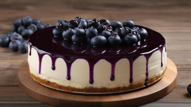 Blaubeer-Käsekuchen mit weißer Glasur