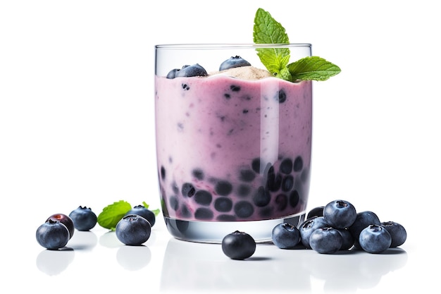 Blaubeer-Smoothie mit einem Glas Blaubeersaft