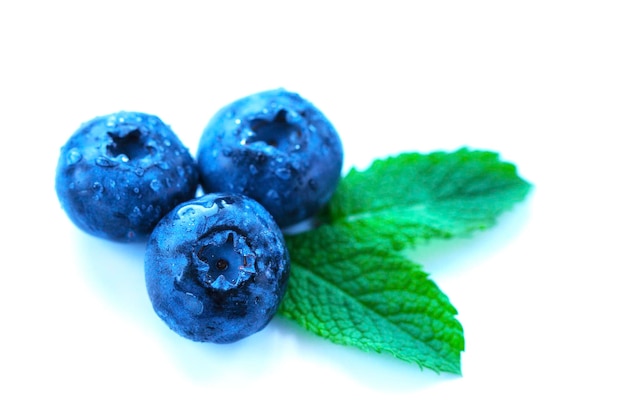 Foto blaubeeren isoliert auf weißem hintergrund