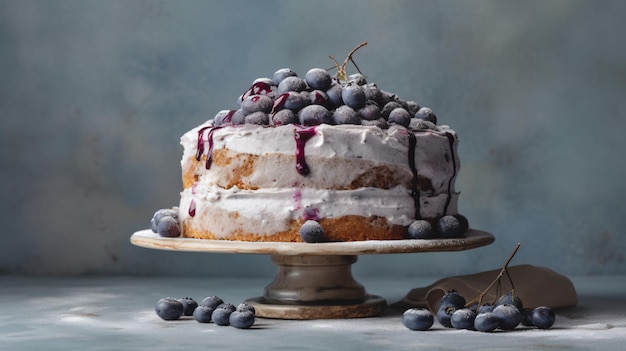 Blaubeerkuchen auf grauem Hintergrund