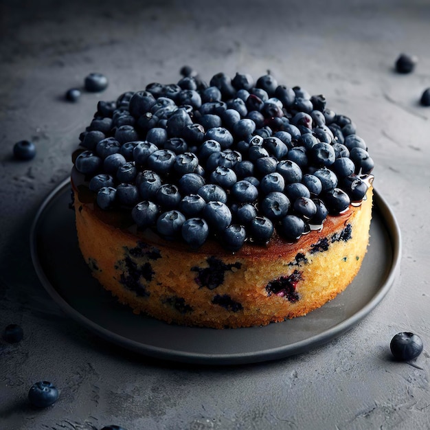 Blaubeerkuchen auf grauem Hintergrund