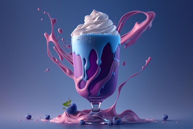Blaubeermilchshake Vanillemilchshake Kaltgetränkekonzept Generative KI