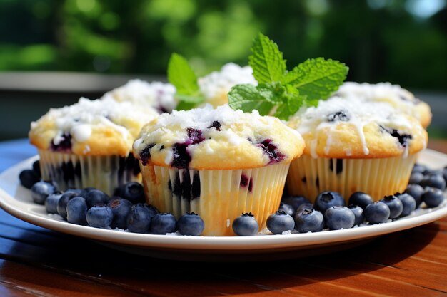 Blaubeermuffins mit Zitronenschale, erfrischend