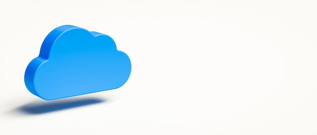 Blaue 3D-Form der Wolke auf weißem Hintergrund mit Kopierraum