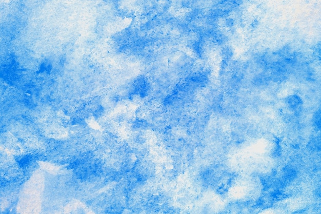 Blaue abstrakte Aquarellmalerei gemasert auf Weißbuchhintergrund