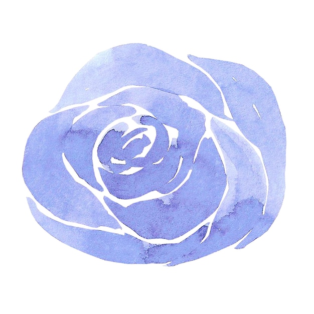 Blaue abstrakte Rose Handgezeichnetes Aquarell isoliert auf weißem Hintergrund Kann für das Etikett mit Kartenmustern verwendet werden