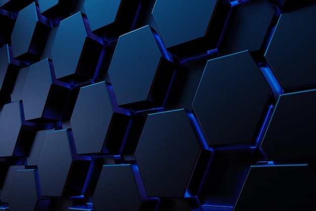 Foto blaue abstrakte sechseck-netze-technologie hintergrund futuristische sechsecken-technologie