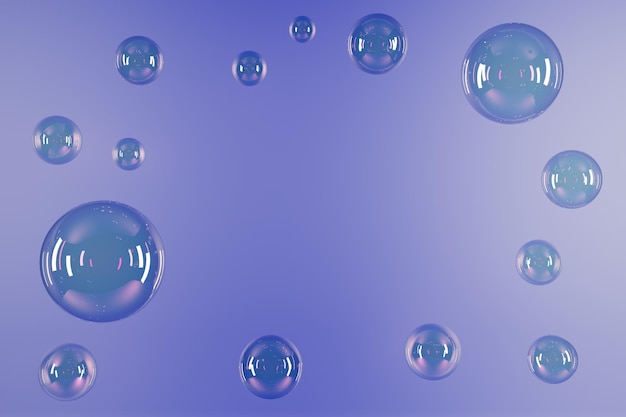 Blaue abstrakte Seifenblasen Ballons 3D-Render