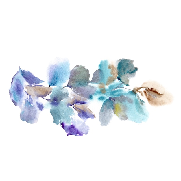 Blaue Aquarell Blumenstrauß Malerei Blumendekor für Geburtstagskarte Hochzeitseinladung