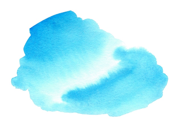 Blaue Aquarellform isoliert auf weiß