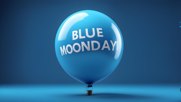 blaue Ballons mit einem blauen Montagsthema