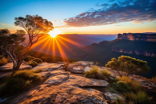 Blaue Berge Landschaft Sonnenaufgang