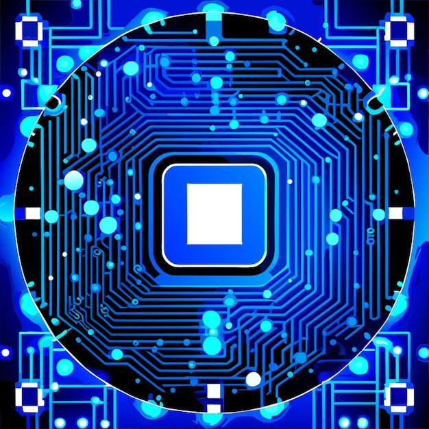 blaue binäre Leiterplatte digitalblau Hintergrund im Quadrat qr Balkenvektor Illustration