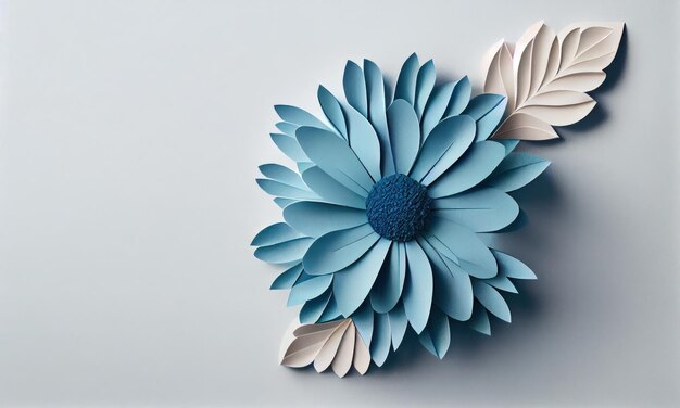 Foto blaue blume aus papier handwerk generative ki